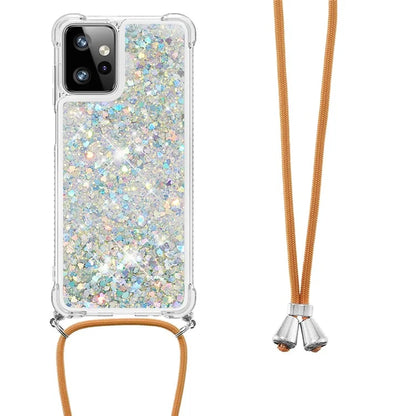 YB Quicksand Series-4 for Motorola Moto G Power 5G Case TPU Glitter Liquid Phone Cover with Lanyard
