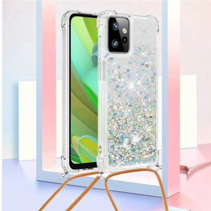 YB Quicksand Series-4 for Motorola Moto G Power 5G Case TPU Glitter Liquid Phone Cover with Lanyard