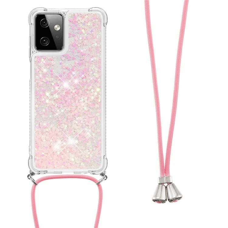 YB Quicksand Series-4 for Motorola Moto G Power 5G Case TPU Glitter Liquid Phone Cover with Lanyard