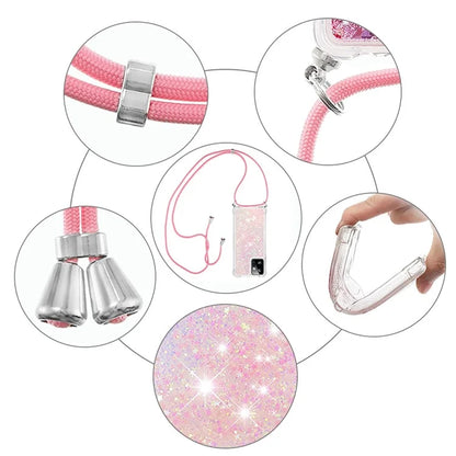 YB Quicksand Series-4 for Motorola Moto G Power 5G Case TPU Glitter Liquid Phone Cover with Lanyard