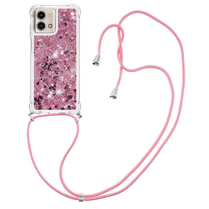 YB Quicksand Series-4 for Motorola Moto G Stylus 5G (2023) Case Moving Liquid TPU Glitter Cover with Lanyard