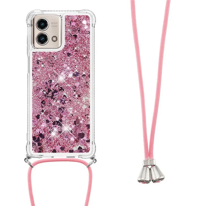 YB Quicksand Series-4 for Motorola Moto G Stylus 5G (2023) Case Moving Liquid TPU Glitter Cover with Lanyard