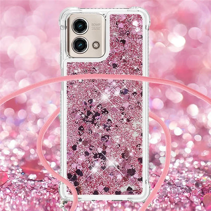 YB Quicksand Series-4 for Motorola Moto G Stylus 5G (2023) Case Moving Liquid TPU Glitter Cover with Lanyard