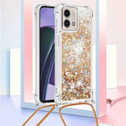 YB Quicksand Series-4 for Motorola Moto G Stylus 5G (2023) Case Moving Liquid TPU Glitter Cover with Lanyard