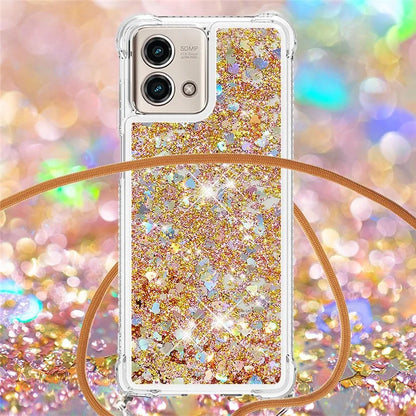 YB Quicksand Series-4 for Motorola Moto G Stylus 5G (2023) Case Moving Liquid TPU Glitter Cover with Lanyard