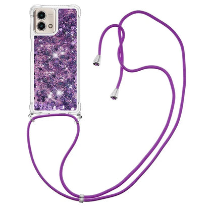 YB Quicksand Series-4 for Motorola Moto G Stylus 5G (2023) Case Moving Liquid TPU Glitter Cover with Lanyard