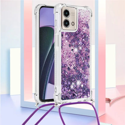 YB Quicksand Series-4 for Motorola Moto G Stylus 5G (2023) Case Moving Liquid TPU Glitter Cover with Lanyard