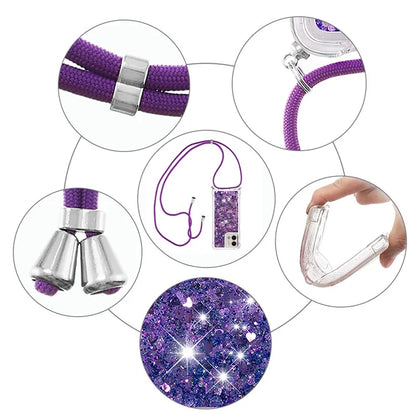 YB Quicksand Series-4 for Motorola Moto G Stylus 5G (2023) Case Moving Liquid TPU Glitter Cover with Lanyard