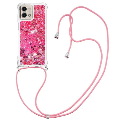 YB Quicksand Series-4 for Motorola Moto G Stylus 5G (2023) Case Moving Liquid TPU Glitter Cover with Lanyard
