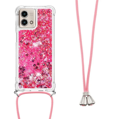 YB Quicksand Series-4 for Motorola Moto G Stylus 5G (2023) Case Moving Liquid TPU Glitter Cover with Lanyard