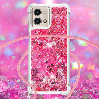 YB Quicksand Series-4 for Motorola Moto G Stylus 5G (2023) Case Moving Liquid TPU Glitter Cover with Lanyard