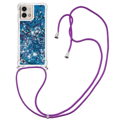 YB Quicksand Series-4 for Motorola Moto G Stylus 5G (2023) Case Moving Liquid TPU Glitter Cover with Lanyard