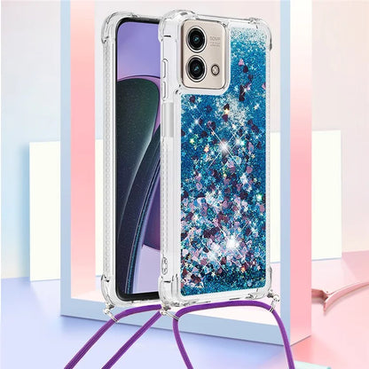 YB Quicksand Series-4 for Motorola Moto G Stylus 5G (2023) Case Moving Liquid TPU Glitter Cover with Lanyard