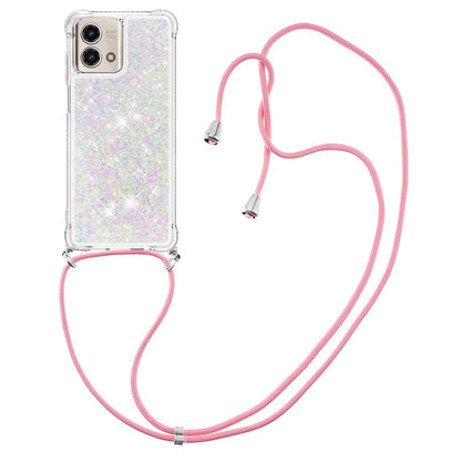 YB Quicksand Series-4 for Motorola Moto G Stylus 5G (2023) Case Moving Liquid TPU Glitter Cover with Lanyard
