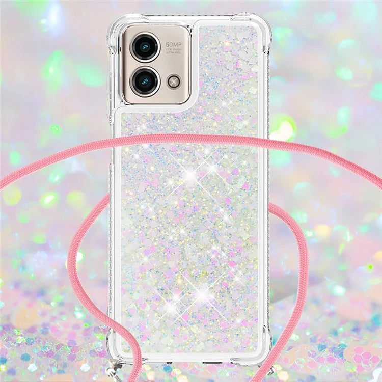 YB Quicksand Series-4 for Motorola Moto G Stylus 5G (2023) Case Moving Liquid TPU Glitter Cover with Lanyard
