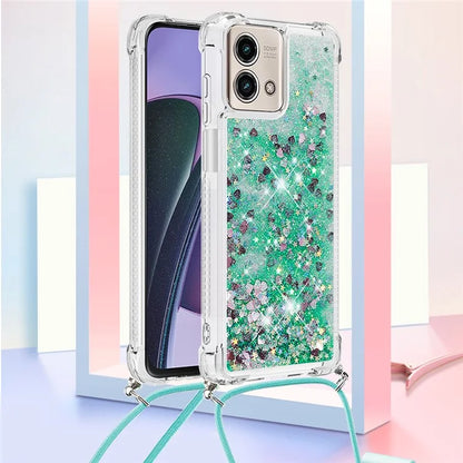 YB Quicksand Series-4 for Motorola Moto G Stylus 5G (2023) Case Moving Liquid TPU Glitter Cover with Lanyard