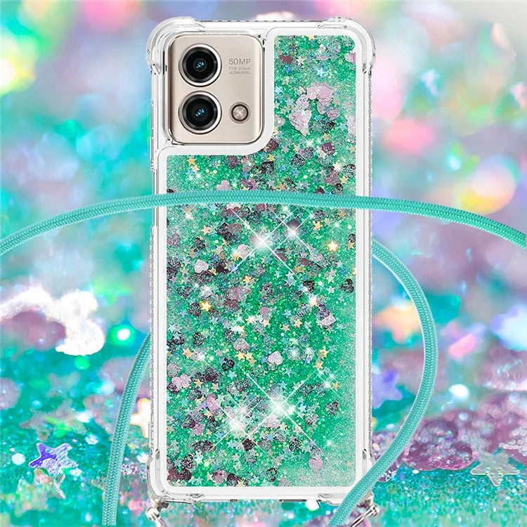 YB Quicksand Series-4 for Motorola Moto G Stylus 5G (2023) Case Moving Liquid TPU Glitter Cover with Lanyard