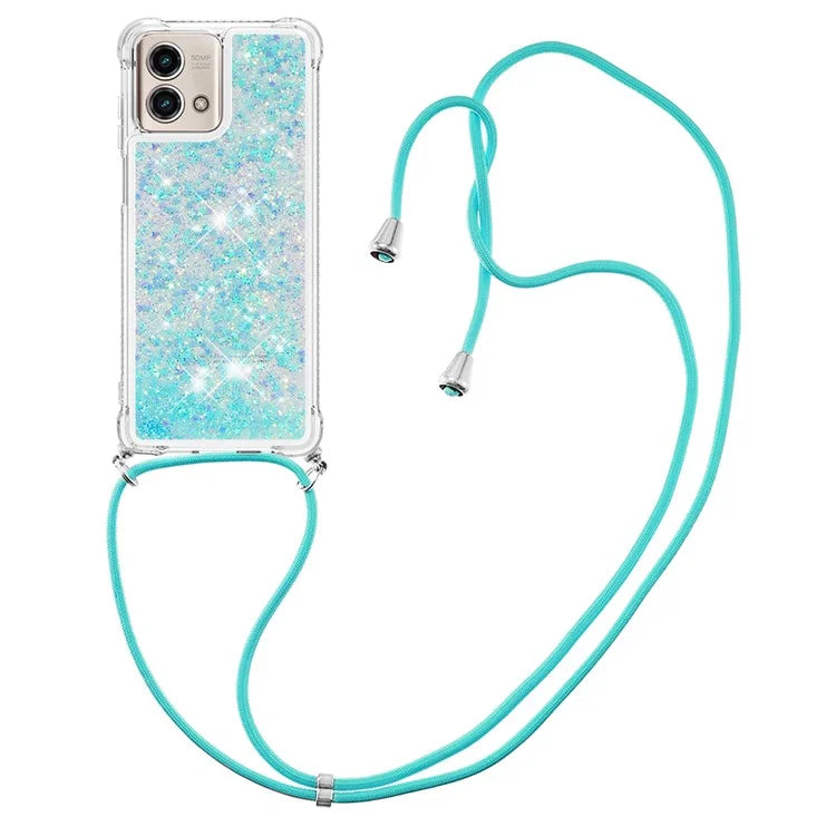 YB Quicksand Series-4 for Motorola Moto G Stylus 5G (2023) Case Moving Liquid TPU Glitter Cover with Lanyard