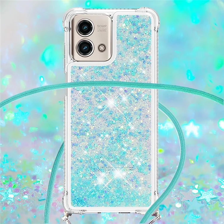 YB Quicksand Series-4 for Motorola Moto G Stylus 5G (2023) Case Moving Liquid TPU Glitter Cover with Lanyard