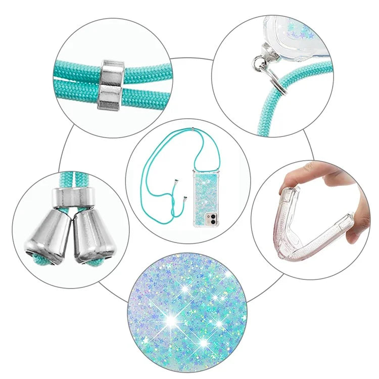 YB Quicksand Series-4 for Motorola Moto G Stylus 5G (2023) Case Moving Liquid TPU Glitter Cover with Lanyard