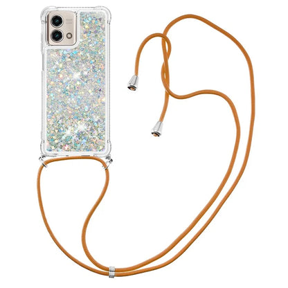 YB Quicksand Series-4 for Motorola Moto G Stylus 5G (2023) Case Moving Liquid TPU Glitter Cover with Lanyard
