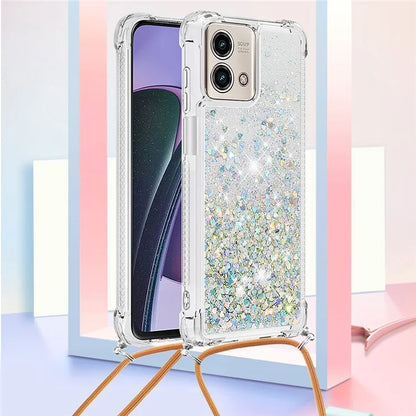 YB Quicksand Series-4 for Motorola Moto G Stylus 5G (2023) Case Moving Liquid TPU Glitter Cover with Lanyard