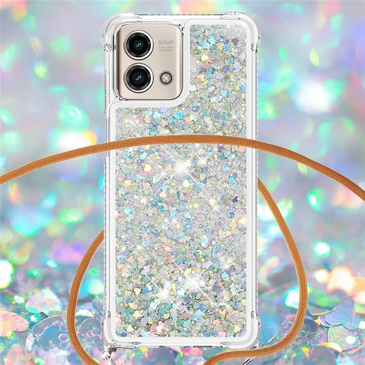 YB Quicksand Series-4 for Motorola Moto G Stylus 5G (2023) Case Moving Liquid TPU Glitter Cover with Lanyard