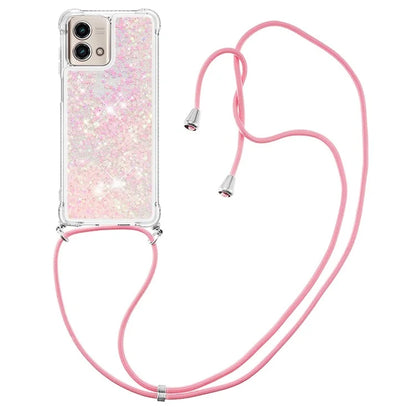 YB Quicksand Series-4 for Motorola Moto G Stylus 5G (2023) Case Moving Liquid TPU Glitter Cover with Lanyard