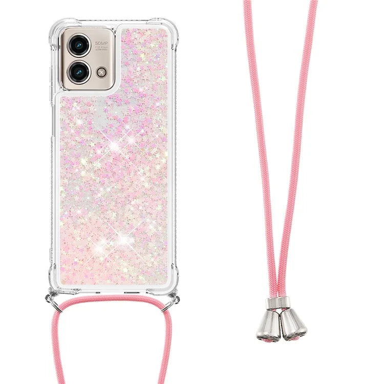 YB Quicksand Series-4 for Motorola Moto G Stylus 5G (2023) Case Moving Liquid TPU Glitter Cover with Lanyard