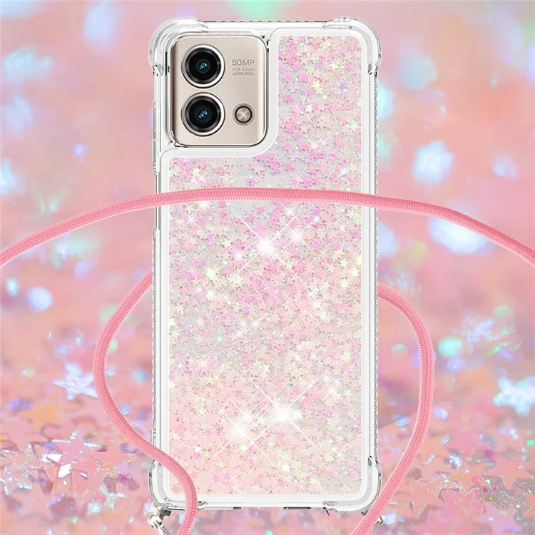 YB Quicksand Series-4 for Motorola Moto G Stylus 5G (2023) Case Moving Liquid TPU Glitter Cover with Lanyard