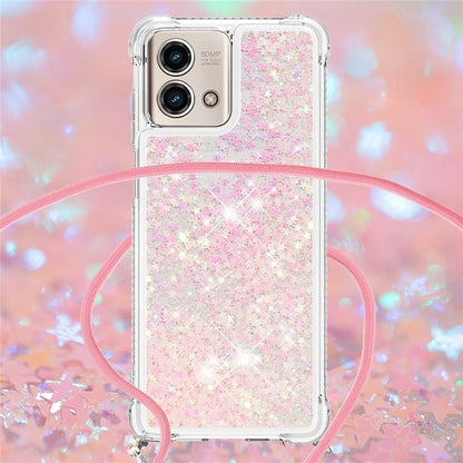 YB Quicksand Series-4 for Motorola Moto G Stylus 5G (2023) Case Moving Liquid TPU Glitter Cover with Lanyard