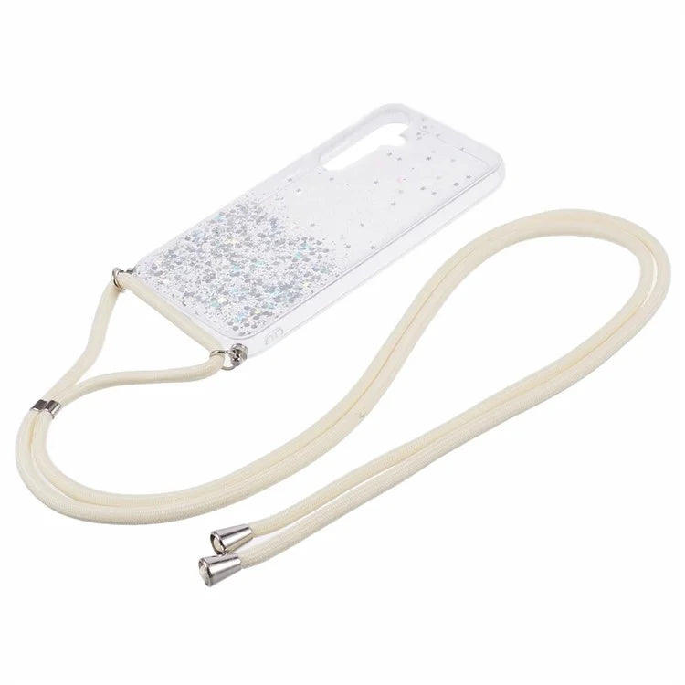 AW Series Sparkle Epoxy TPU Case for Samsung Galaxy S23 FE Case Anti-Drop Phone Cover with Lanyard