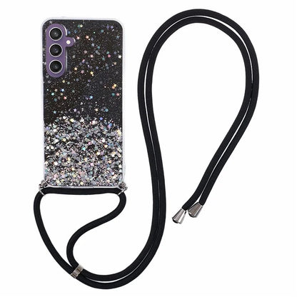AW Series Sparkle Epoxy TPU Case for Samsung Galaxy S23 FE Case Anti-Drop Phone Cover with Lanyard