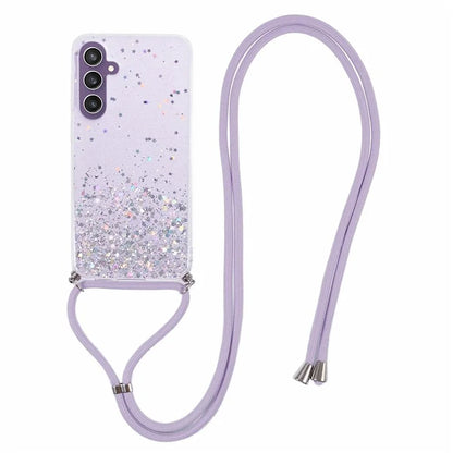 AW Series Sparkle Epoxy TPU Case for Samsung Galaxy S23 FE Case Anti-Drop Phone Cover with Lanyard