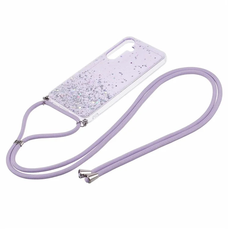 AW Series Sparkle Epoxy TPU Case for Samsung Galaxy S23 FE Case Anti-Drop Phone Cover with Lanyard