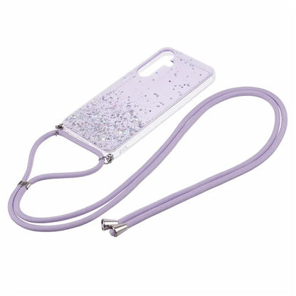AW Series Sparkle Epoxy TPU Case for Samsung Galaxy S23 FE Case Anti-Drop Phone Cover with Lanyard