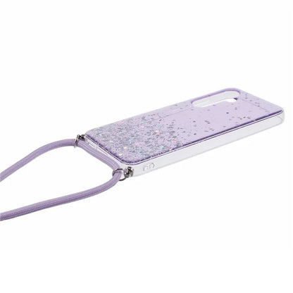 AW Series Sparkle Epoxy TPU Case for Samsung Galaxy S23 FE Case Anti-Drop Phone Cover with Lanyard