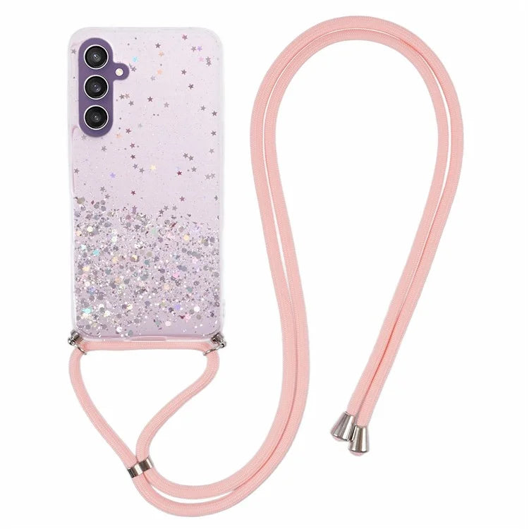 AW Series Sparkle Epoxy TPU Case for Samsung Galaxy S23 FE Case Anti-Drop Phone Cover with Lanyard