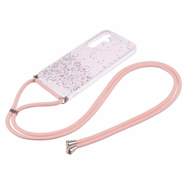 AW Series Sparkle Epoxy TPU Case for Samsung Galaxy S23 FE Case Anti-Drop Phone Cover with Lanyard