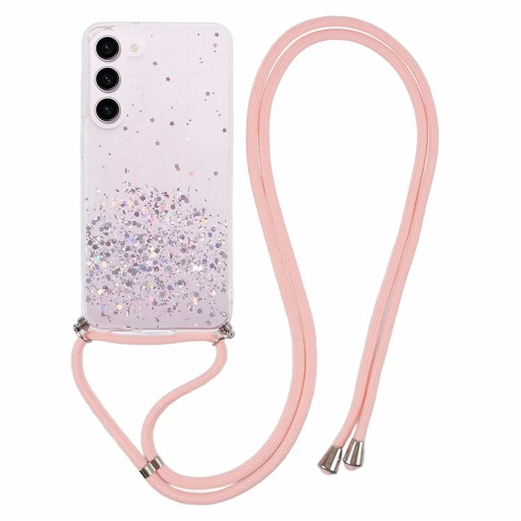 AW Series Sparkle Epoxy TPU Cover for Samsung Galaxy S23 Case with Lanyard Protective Phone Case