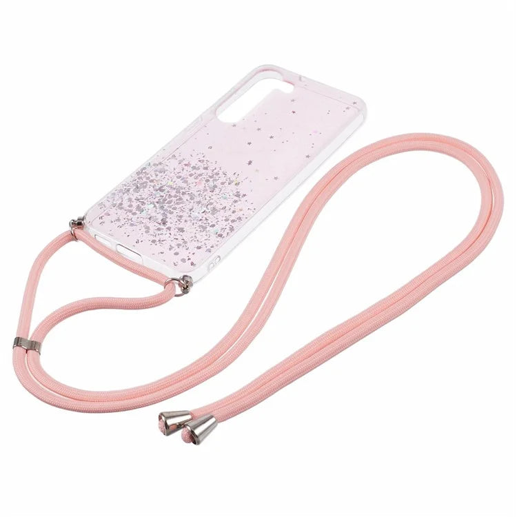 AW Series Sparkle Epoxy TPU Cover for Samsung Galaxy S23 Case with Lanyard Protective Phone Case