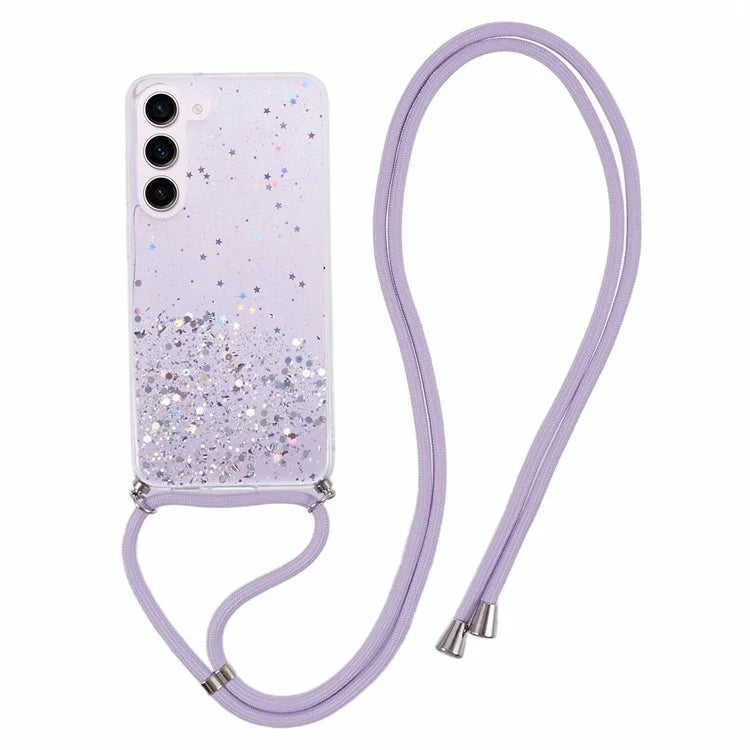 AW Series TPU Case for Samsung Galaxy S23+ Case Sparkle Epoxy Anti-Drop Phone Protector with Lanyard