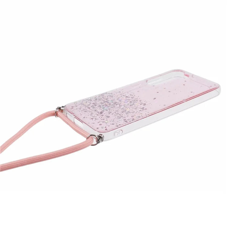 AW Series TPU Case for Samsung Galaxy S23+ Case Sparkle Epoxy Anti-Drop Phone Protector with Lanyard