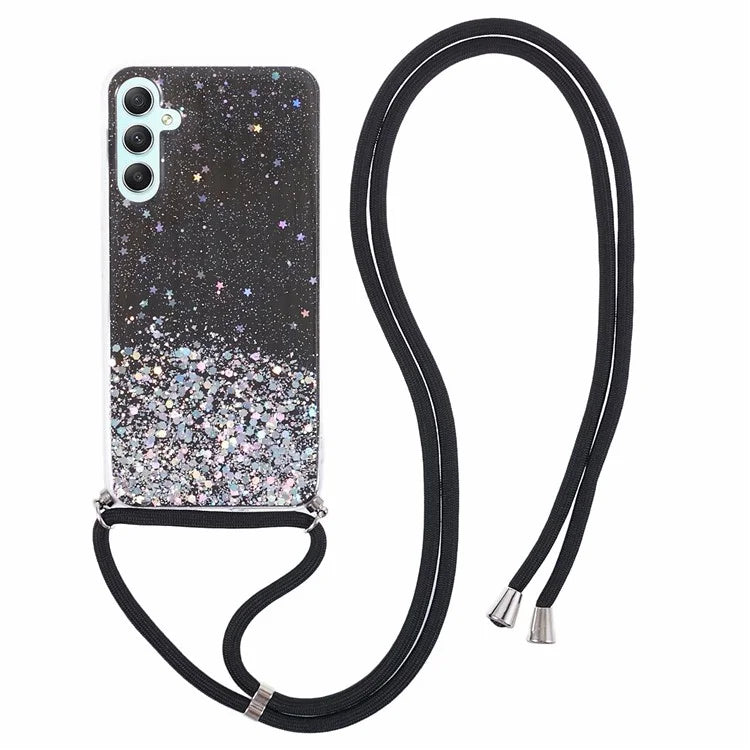 AW Series for Samsung Galaxy A34 5G Case Sparkle Epoxy TPU Back Cover with Lanyard