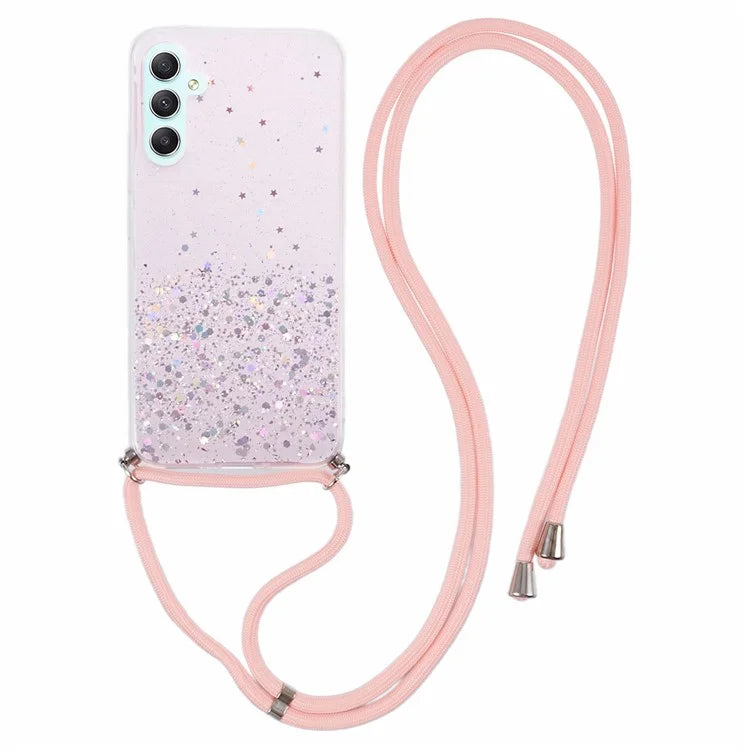 AW Series for Samsung Galaxy A34 5G Case Sparkle Epoxy TPU Back Cover with Lanyard