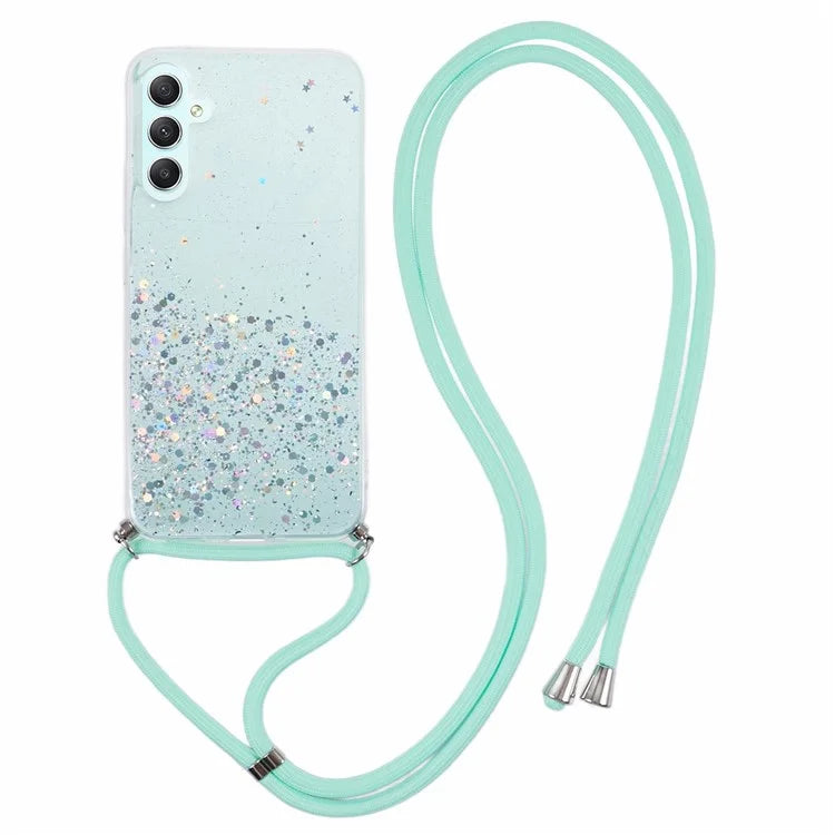 AW Series for Samsung Galaxy A34 5G Case Sparkle Epoxy TPU Back Cover with Lanyard