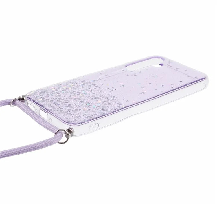 AW Series for Samsung Galaxy A34 5G Case Sparkle Epoxy TPU Back Cover with Lanyard