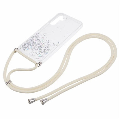 AW Series for Samsung Galaxy A14 4G / 5G Case Epoxy Shiny Phone Cover with Lanyard