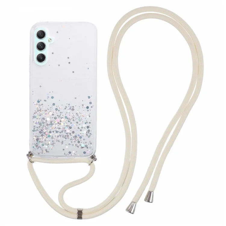 AW Series for Samsung Galaxy A54 5G Case TPU Epoxy Shiny Sparker Shell with Lanyard