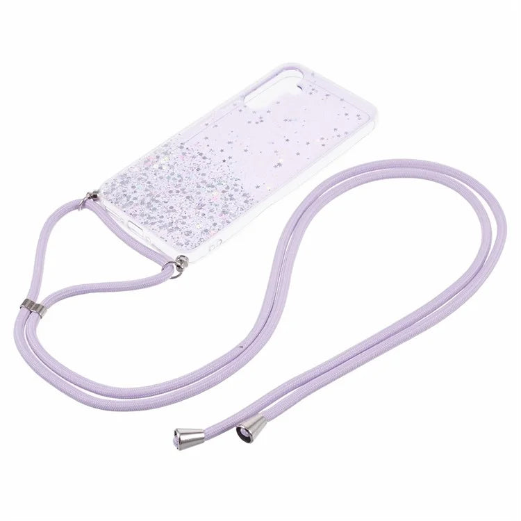 AW Series for Samsung Galaxy A54 5G Case TPU Epoxy Shiny Sparker Shell with Lanyard